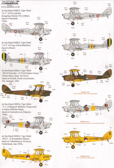 Xtradecal X72205 1:72 de Havilland DH.82A Tiger Moth Pt 3 Overseas operators