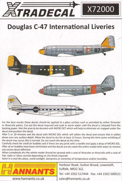 Xtradecal X72207 1:72 Douglas C-47 International Liveries