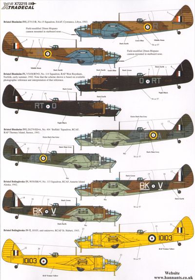 Xtradecal X72215 Bristol Blenheim and Bolingbroke Mk.IV Collection 1:72