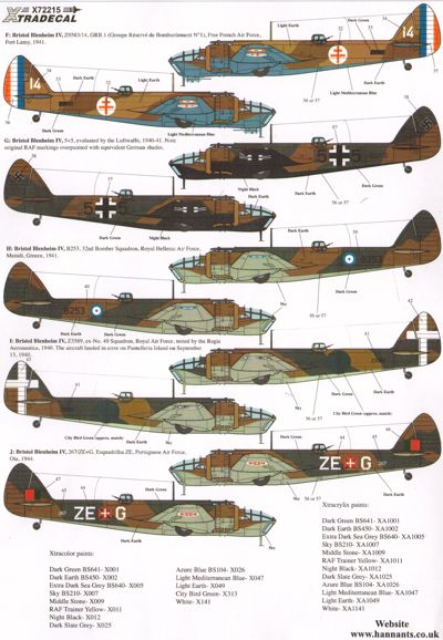 Xtradecal X72215 Bristol Blenheim and Bolingbroke Mk.IV Collection 1:72
