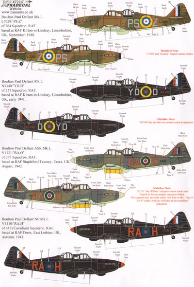 Xtradecal X72217 1:72 Boulton-Paul Defiant Mk.Is
