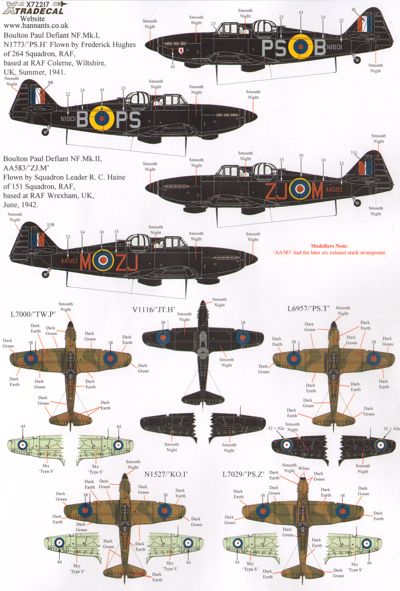 Xtradecal X72217 1:72 Boulton-Paul Defiant Mk.Is