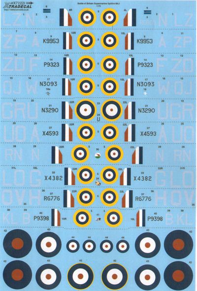 Xtradecal X72221 Supermarine Spitfire Mk.Ia Battle of Britain Pt 1 1:72