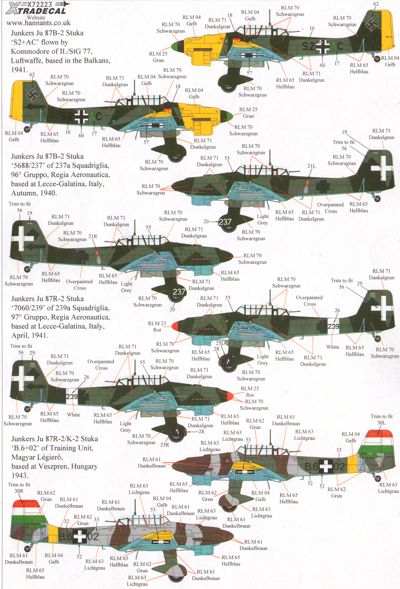 Xtradecal X72223 1:72 Junkers Ju-87B-1 'Stuka' /K/R