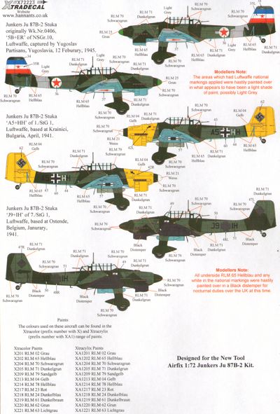 Xtradecal X72223 1:72 Junkers Ju-87B-1 'Stuka' /K/R