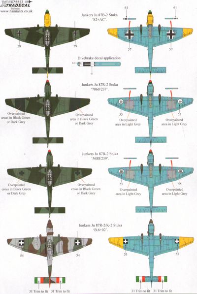 Xtradecal X72223 1:72 Junkers Ju-87B-1 'Stuka' /K/R