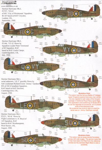 Xtradecal X72225 1:72  Hawker Hurricane Mk.I Pt.2 Battle of Britain 1940