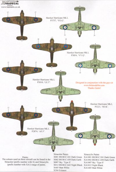 Xtradecal X72225 1:72  Hawker Hurricane Mk.I Pt.2 Battle of Britain 1940