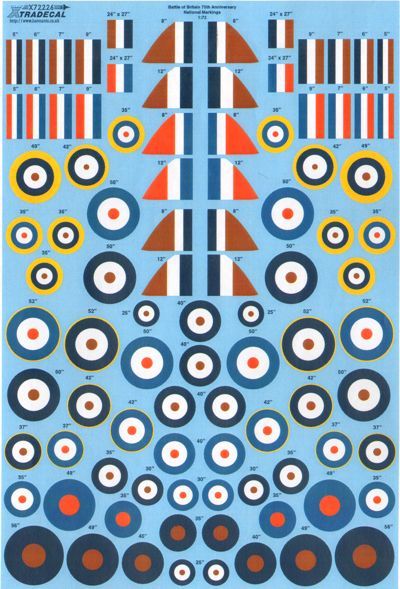 Xtradecal X72226 Spitfire and Hurricane BoB National Insignia 1:72
