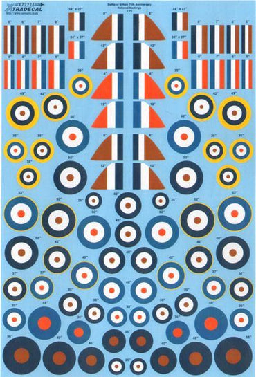 Xtradecal X72226 Spitfire and Hurricane BoB National Insignia 1:72