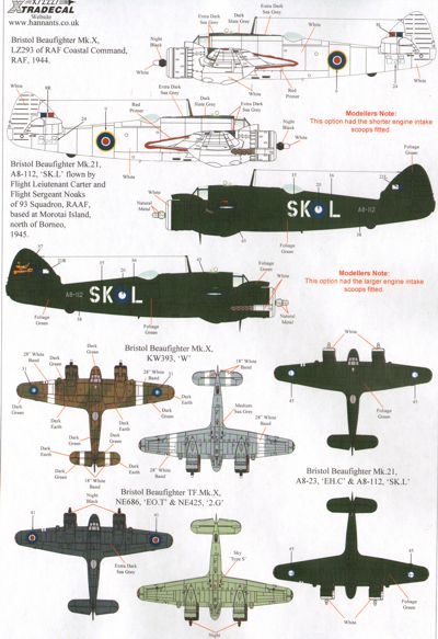 Xtradecal X72227 1:72 Bristol Beaufighter Mk.X, TF Mk.X, Mk.21, TT Mk.21