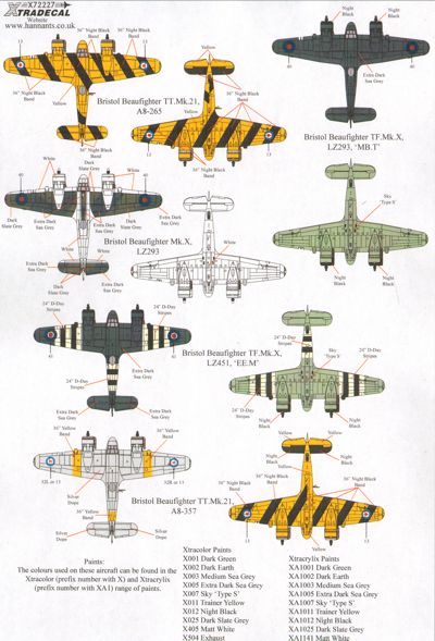 Xtradecal X72227 1:72 Bristol Beaufighter Mk.X, TF Mk.X, Mk.21, TT Mk.21
