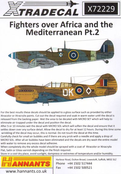 Xtradecal X72229 1:72 Fighters Over Africa and the Mediterranean Pt.2