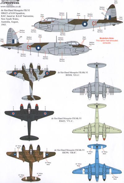 Xtradecal X72232 de Havilland Mosquito T.III B.IV FB.VI B.XX 1:72