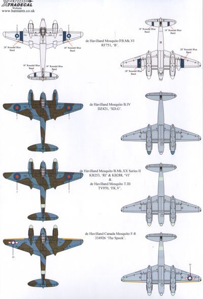 Xtradecal X72232 de Havilland Mosquito T.III B.IV FB.VI B.XX 1:72