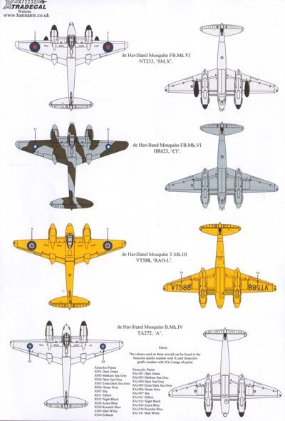 Xtradecal X72232 de Havilland Mosquito T.III B.IV FB.VI B.XX 1:72