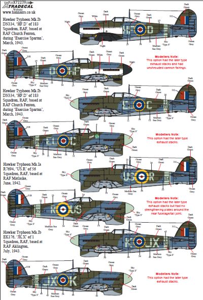 Xtradecal X72239 1:72 Hawker Typhoon Mk.Ib Car Door