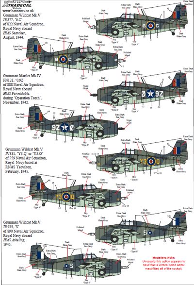Xtradecal X72243 1:72 Yanks with Roundels Pt 6 Grumman Mk.IV/Mk.V Wildcats