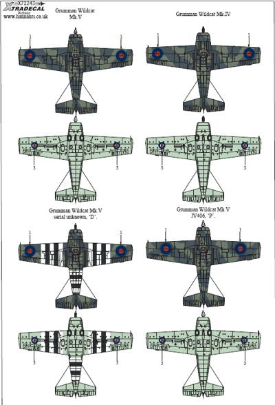 Xtradecal X72243 1:72 Yanks with Roundels Pt 6 Grumman Mk.IV/Mk.V Wildcats