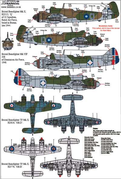 Xtradecal X72244 1:72 Bristol Beaufighter Mk.VI/TF.Mk.X Thimble Nose