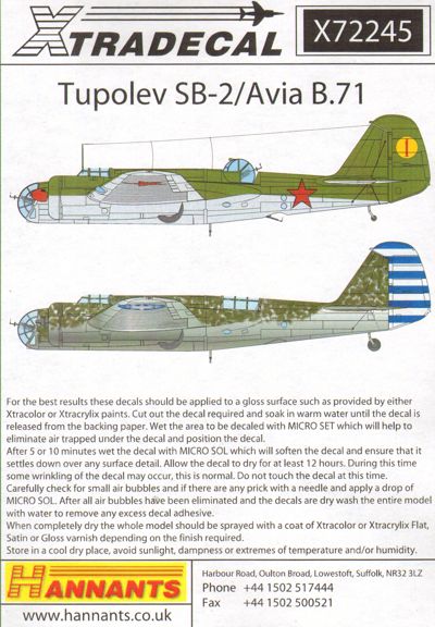 Xtradecal X72245 1:72 Tupolev SB-2