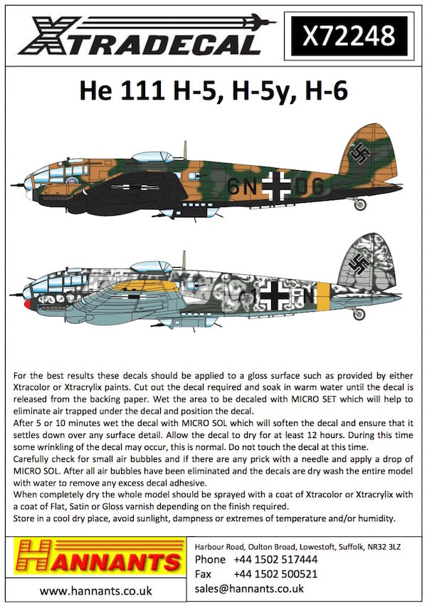 Xtradecal X72248 1:72 Heinkel He-111H-5/He-111y/He-111H-6