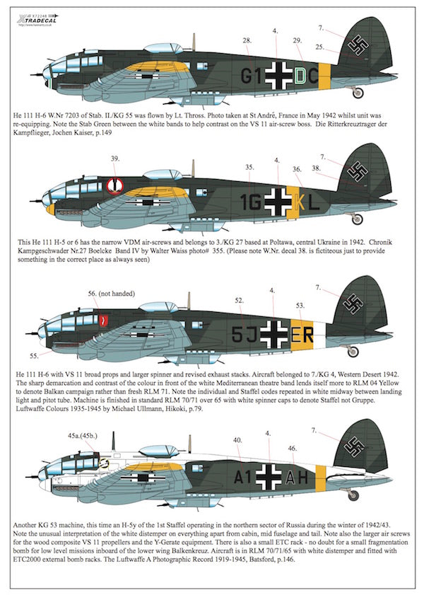 Xtradecal X72248 1:72 Heinkel He-111H-5/He-111y/He-111H-6