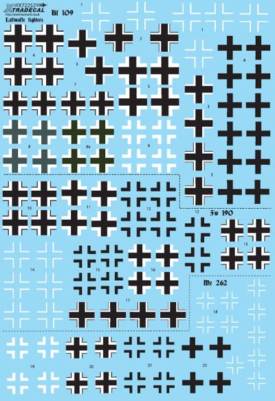 Xtradecal X72252 Luftwaffe Fighter National Insignia Crosses 1:72