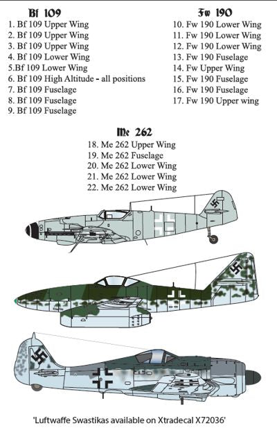 Xtradecal X72252 Luftwaffe Fighter National Insignia Crosses 1:72