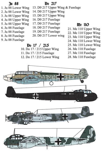 Xtradecal X72253 Luftwaffe Heavy Fighter Crosses Ju-88 Do-17 Bf-110 1:72