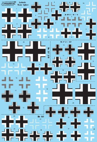 Xtradecal X72253 Luftwaffe Heavy Fighter Crosses Ju-88 Do-17 Bf-110 1:72