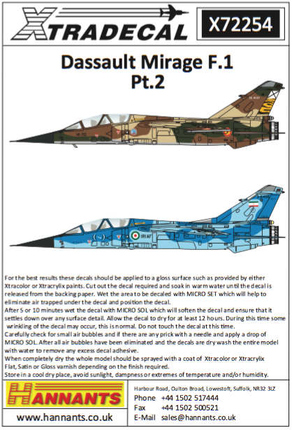 Xtradecal X72254 1:72 Dassault_Mirage F.1B Part 2 Two seaters
