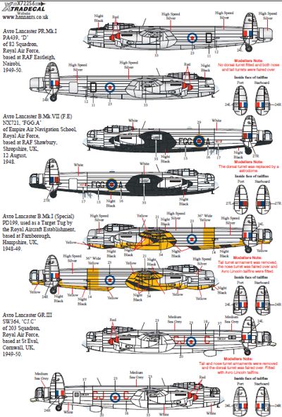 Xtradecal X72256 1:72 Post War Avro Lancaster 1946 1950