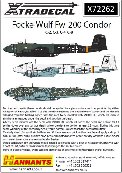 Xtradecal X72262 1:72 Focke-Wulf Fw-200 Condor
