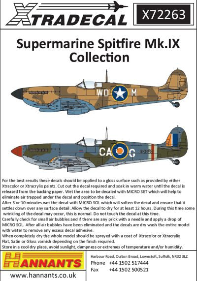 Xtradecal X72263 1:72 Supermarine Spitfire Mk.IXb/Mk.IXc/Mk.IXe