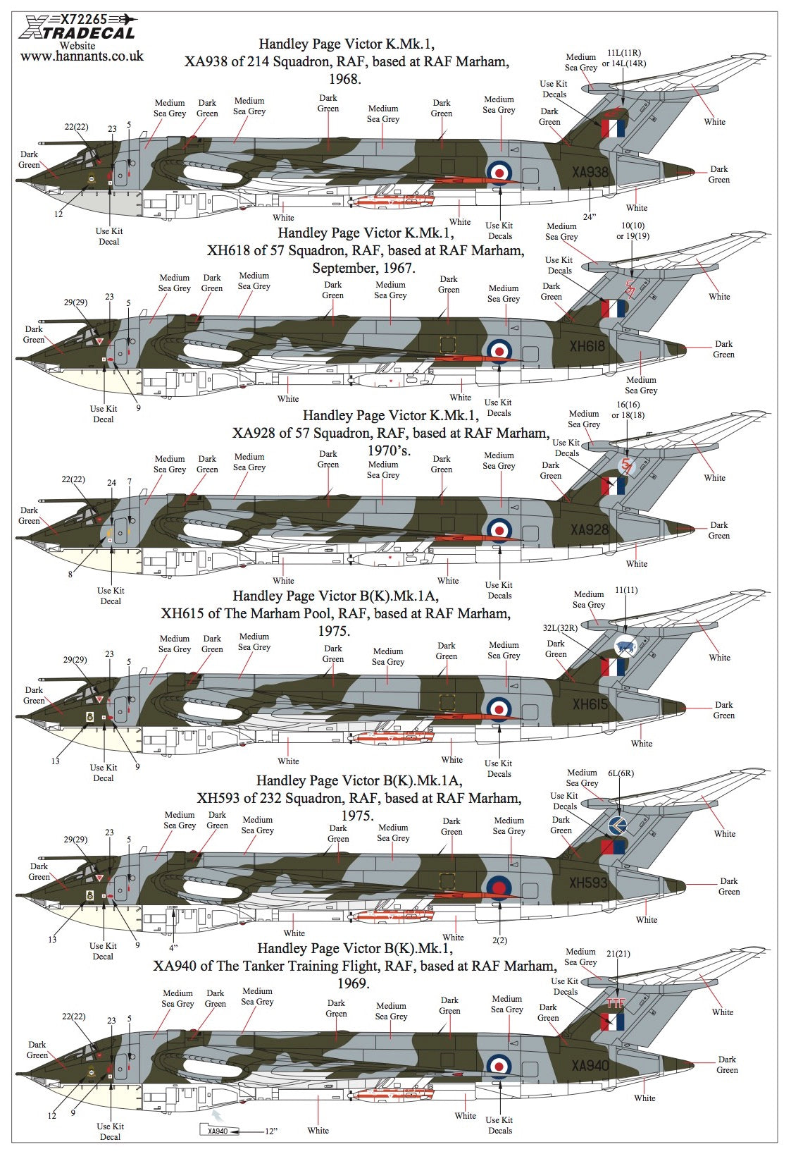 Xtradecal X72265 1:72 Handley-Page Victor Collection Mks.1 and 2