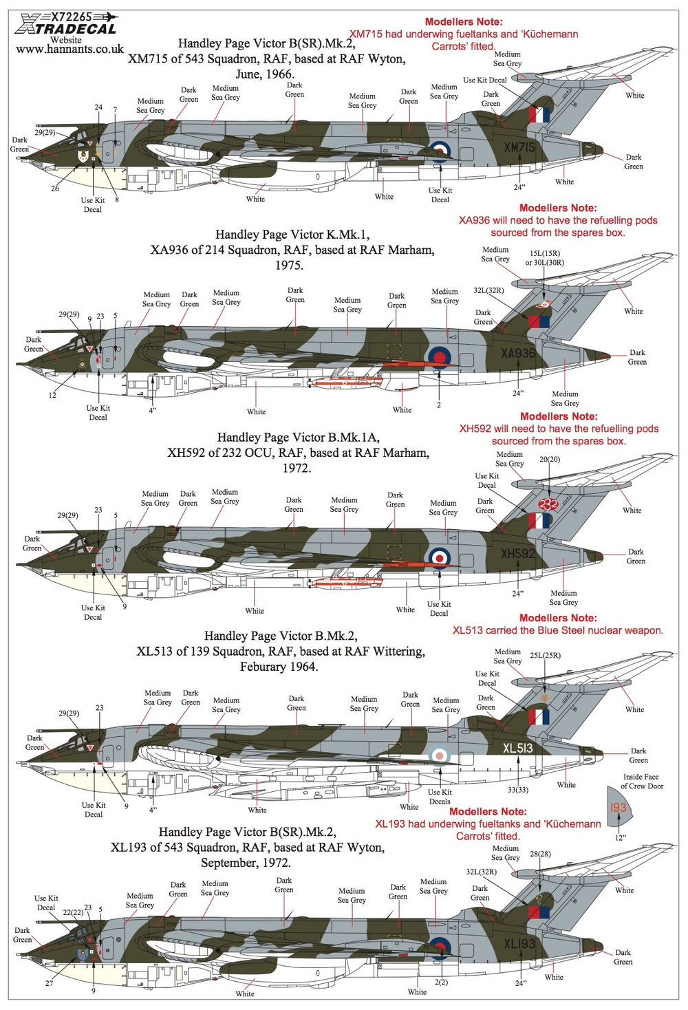 Xtradecal X72265 1:72 Handley-Page Victor Collection Mks.1 and 2
