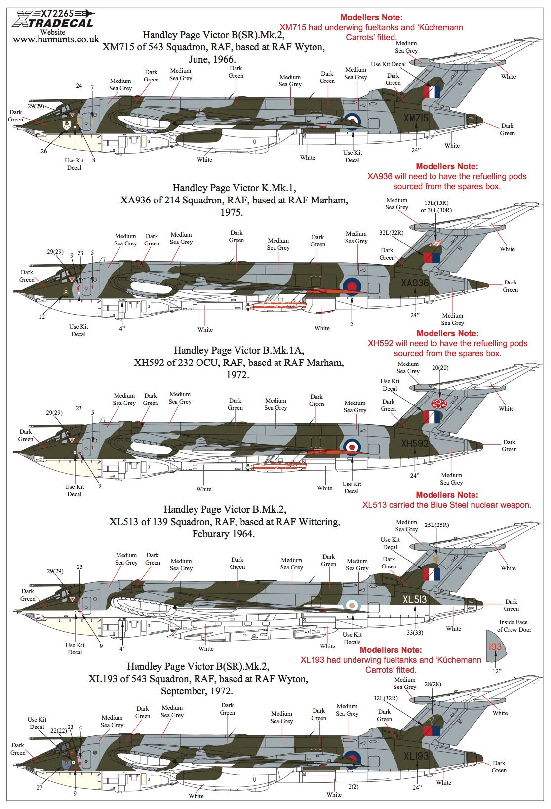 Xtradecal X72265 1:72 Handley-Page Victor Collection Mks.1 and 2