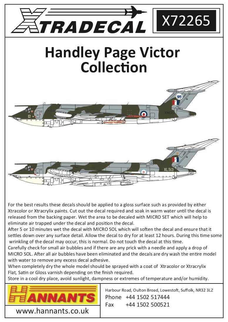 Xtradecal X72265 1:72 Handley-Page Victor Collection Mks.1 and 2