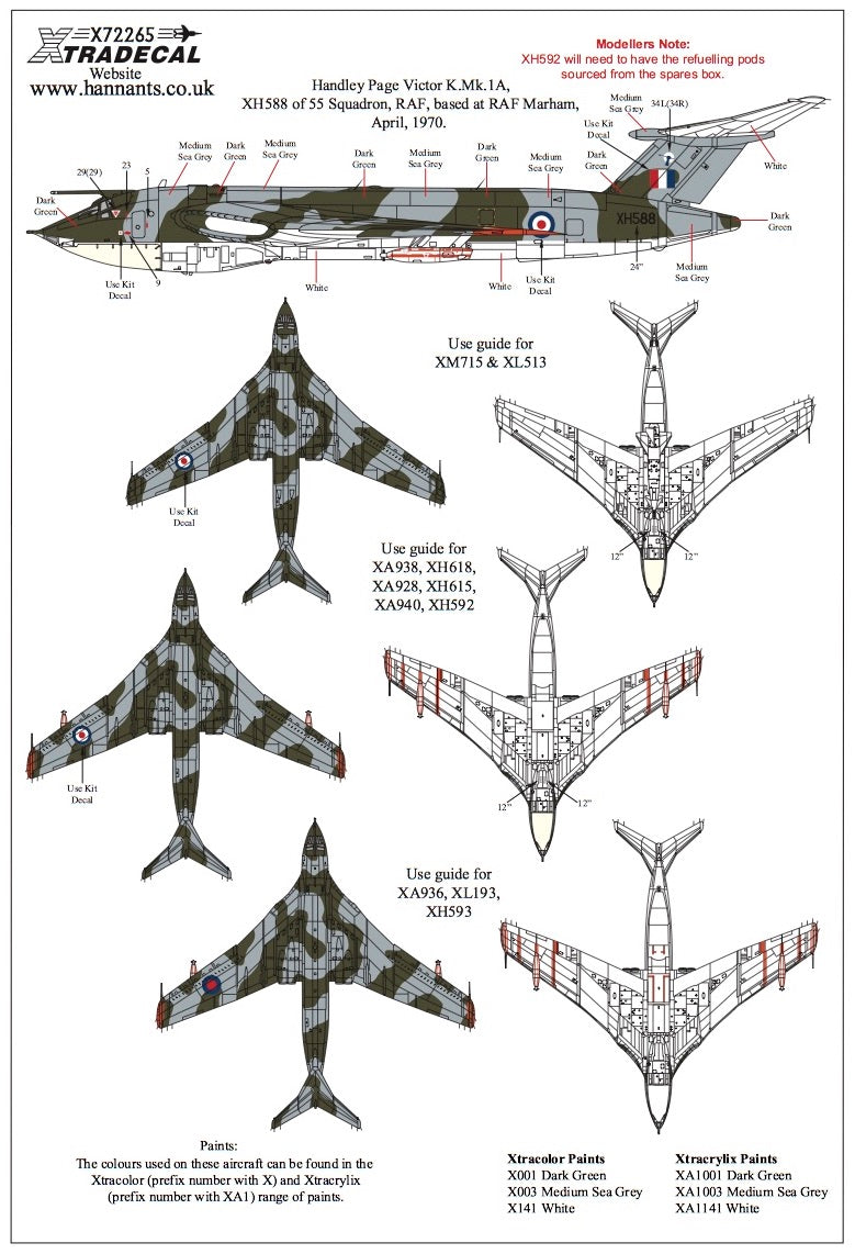 Xtradecal X72265 1:72 Handley-Page Victor Collection Mks.1 and 2