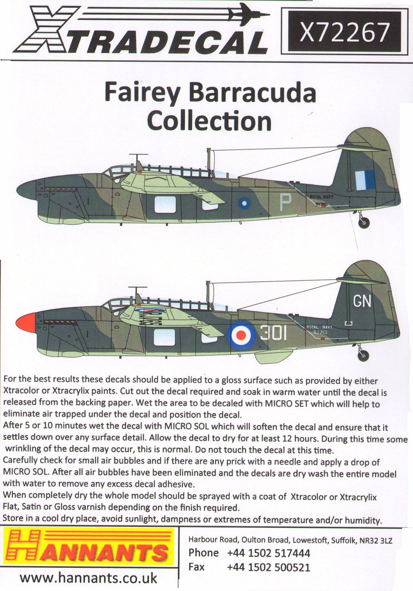 Xtradecal X72267 1:72 Fairey Barracuda Mks.I, Mk.II and Mk.III