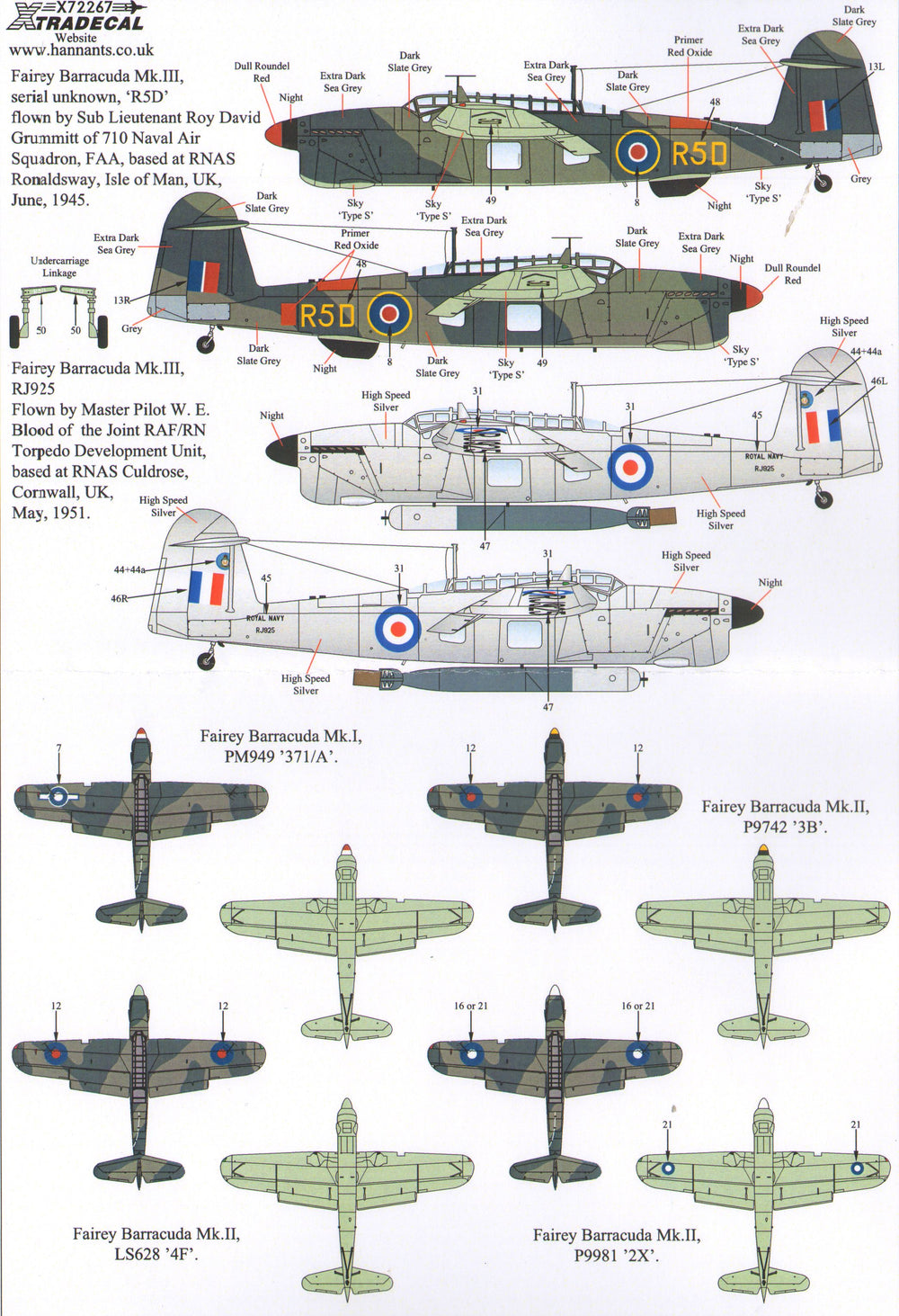 Xtradecal X72267 1:72 Fairey Barracuda Mks.I, Mk.II and Mk.III