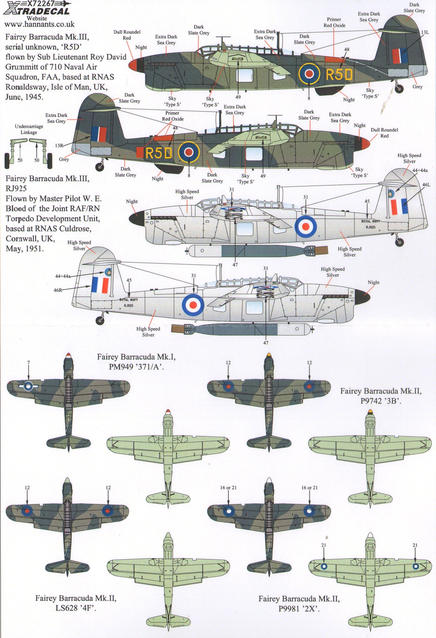 Xtradecal X72267 1:72 Fairey Barracuda Mks.I, Mk.II and Mk.III