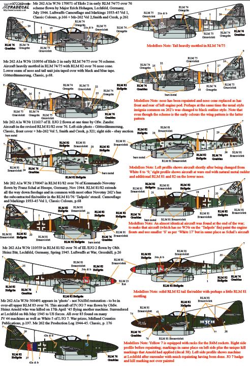 Xtradecal X72269 1:72 Messerschmitt Me-262A-1a / U3 / A2A / S-92