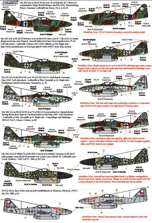 Xtradecal X72269 1:72 Messerschmitt Me-262A-1a / U3 / A2A / S-92