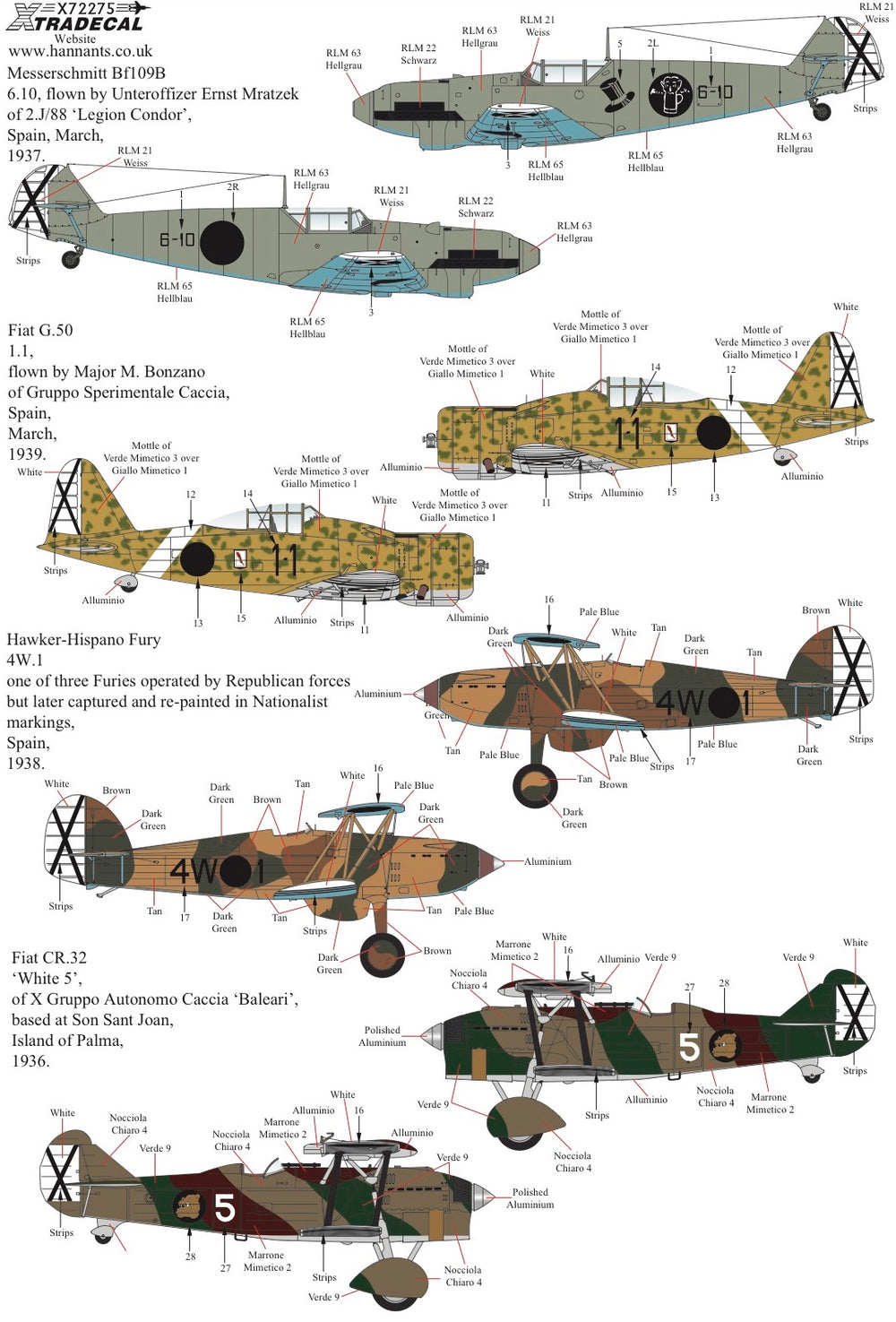 Xtradecal X72275 1:72 Spanish Civil War Condor Legion Pt 2