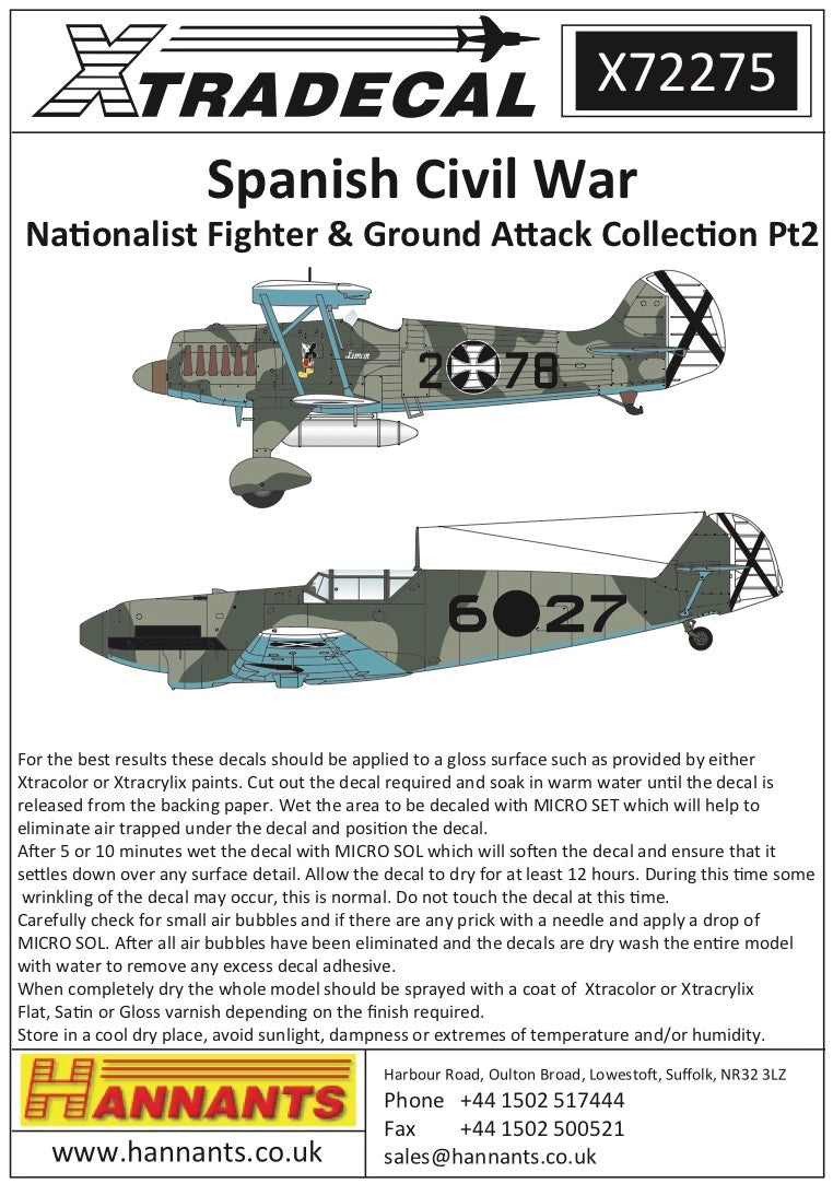 Xtradecal X72275 1:72 Spanish Civil War Condor Legion Pt 2