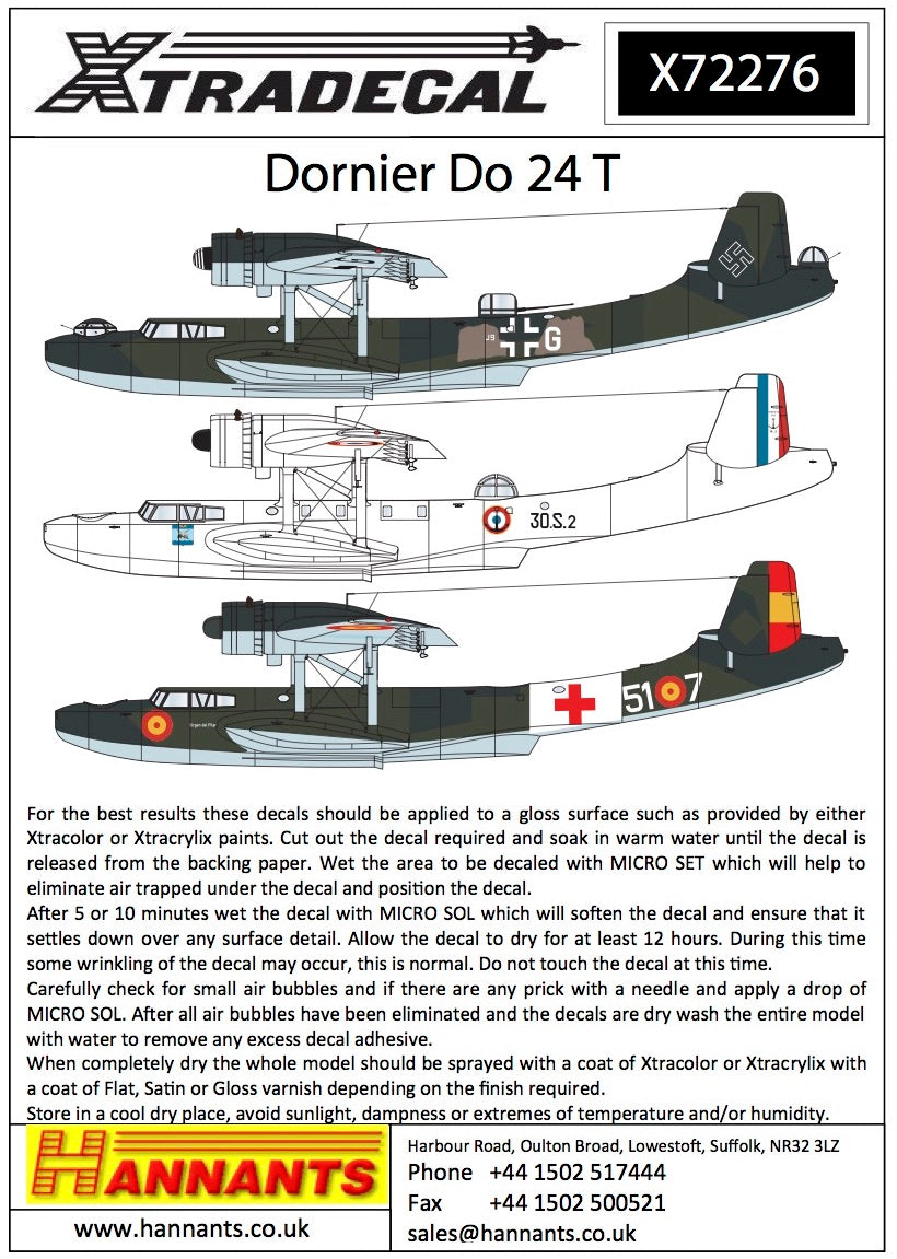Xtradecal X72276 1:72 Dornier Do-24T