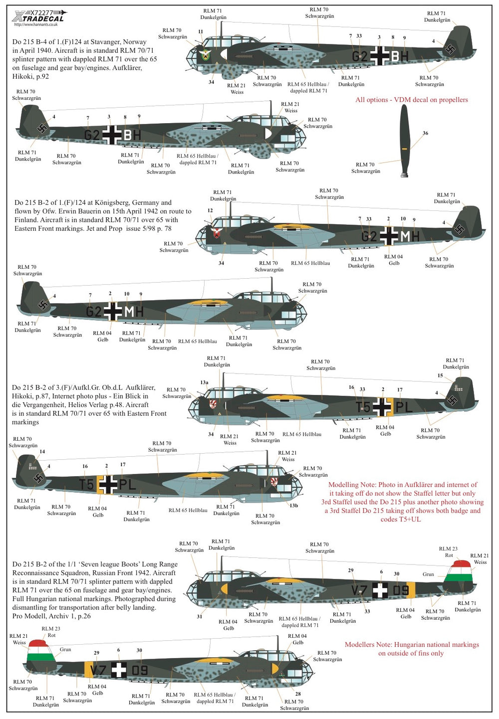 Xtradecal X72277 1:72 Dornier Do-215B-1/Do-215B-2/Do-215B-4/Do-215B-5