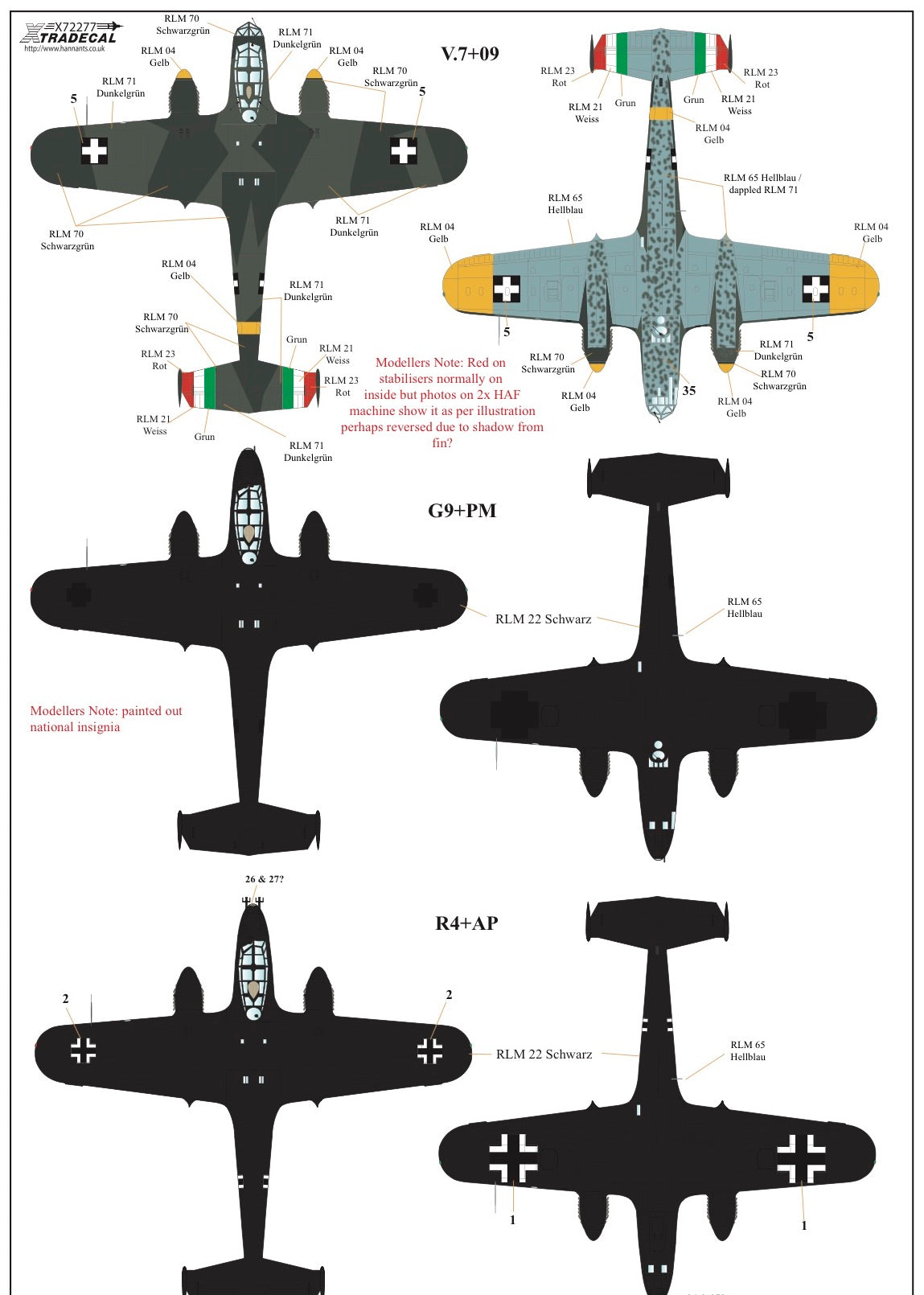 Xtradecal X72277 1:72 Dornier Do-215B-1/Do-215B-2/Do-215B-4/Do-215B-5
